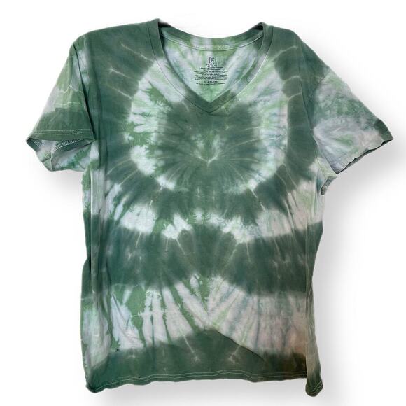 handmade tie dyed unisex tshirt v-neck L camo olive green - Picture 1 of 11